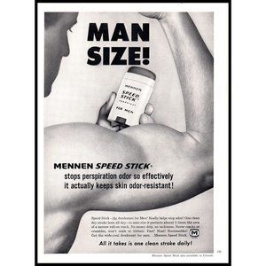 1963 Mennen Speed Stick Deodorant Vintage Print Ad Man Size Bicep Wall Art